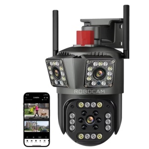Camera Supraveghere WIFI TRIPLA, Vedere Panoramica, Zoom 10x, Detectie Umana, IR - Summer Sale - Img 2