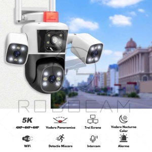Camera de Supraveghere WIFI 5K, 12MP, 3 lentile, 3 ecrane, Control din telefon, Urmarire subiect, Microfon si difuzor incorporate. - Img 5