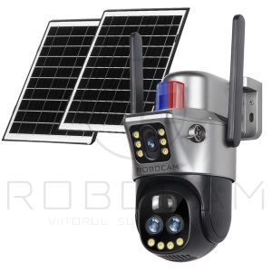 Cameră Supraveghere Duală cu 2 Ecrane, Zoom Optic 10X, Dublu Panou Solar, 8MP, WiFi, Exterior - Summer Sale - Img 1