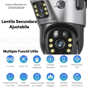 Camera Supraveghere Gri DUBLA 2 Ecrane Diferite cu Panou Solar si Cartela SIM, 8MP, 3G/4G - Summer Sale - Img 2