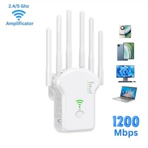 Amplificator WiFi Dual-Band 1200Mbps 3 în 1 cu 6 Antene Externe – Router, Access Point și Repeater