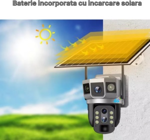 Camera de Supraveghere, 4G, Incarcare Solara, 3 Ecrane, 8mp - Img 3