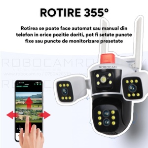 Camera de Supraveghere WIFI 8K, 16MP, Zoom 10X, 4 lentile, 3 ecrane + CADOU Card SD 64GB - Summer Sale - Img 4