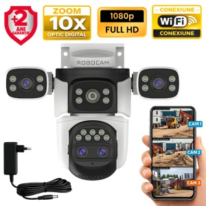 Camera IP Speed Dome WiFi 6 , 4 Ecrane, zoom 10x, 8 MP, Auto-Tracking, IR 30m, Audio Bidirecțional