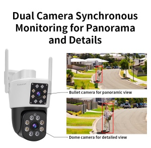 Cameră supraveghere exterior WiFi rotativă PTZ, 2 MP, lentilă duală, IR 30 m, audio bidirecțional, slot card - Img 6
