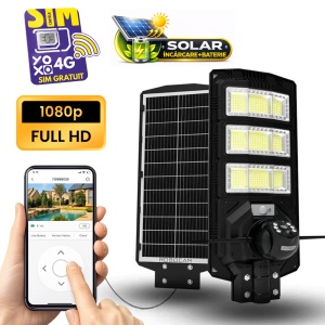 Camera Supraveghere + Lampa LED cu Panou Solar si Telecomanda, 4G, 18.000 Mah