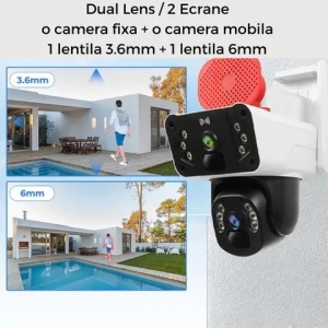 Cameră Supraveghere Solară PTZ 6MP cu 2 Lentile, 360°, 4G, Audio Bidirecțional, Vedere Nocturnă, Alarma, 12.000mah - Summer Sale - Img 2