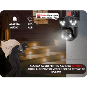 Cameră Supraveghere WiFi Exterior cu Zoom Optic 20X, Multi-Lentilă, Viziune Nocturnă și AI + CADOU CARD SD 64 - Img 7