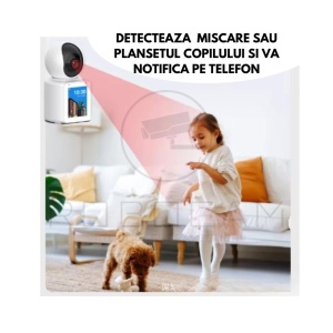 Video Camera Baby Monitor - AI 360grade, WiFi, Detectie Plans si Miscare + CARD SD 128 - Summer Sale - Img 2