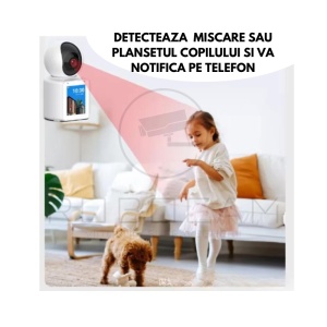 Video Camera Baby Monitor - AI 360grade, WiFi, Detectie Plans si Miscare + CARD SD 32 - Summer Sale - Img 3