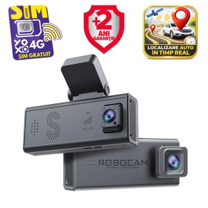 Cameră Auto 4G Robocam RBC-V2 – Monitorizare Parcare 24/7, Dublă Lentilă, GPS, Radar & Vibrație, Vizualizare Live prin UBox, Stocare Cloud / Card SD