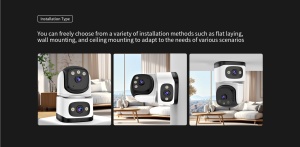 Cameră de supraveghere interior WiFi, dual lens 2+3 MP, lentilă 4 mm, detectie mișcare, auto tracking, night vision full color, microfon și difuzor, slot card - Img 9