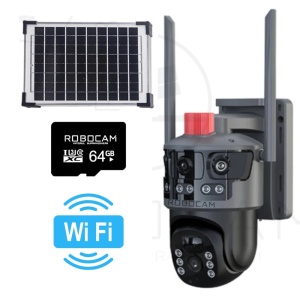 Cameră de Supraveghere WiFi Solară, Duală, Panoramica, cu 4MP, Panou Solar și Detecție Mișcare + CADOU CARD SD64GB - Summer Sale - Img 1
