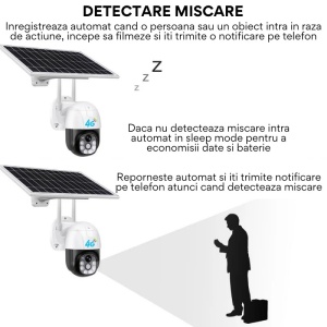 Cameră Supraveghere Exterior 4G cu Dublu Panou Solar, Cartelă SIM, 5MP, Autonomă - Img 3