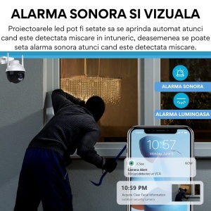 Camera de Supraveghere, 2 Ecrane, Inteligenta 350, WiFi + Cablu Lan, 4K, 8 MP. 1080P - Img 6
