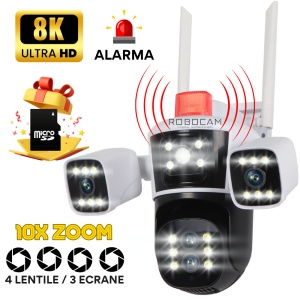 Camera de Supraveghere WIFI 8K, 16MP, Zoom 10X, 4 lentile, 3 ecrane - Img 4