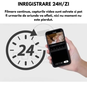 Cameră Video Baby Monitor 360° AI, WiFi, Detecție Plâns și Mișcare, cu Card SD 64GB - Img 7