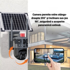 Cameră de Supraveghere WiFi Solară, Duală, Panoramica, cu 4MP, Panou Solar și Detecție Mișcare - Img 8