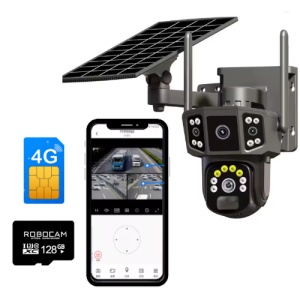 Cameră Supraveghere 4G Solară 8MP cu Lentile Duble, 4K, Vizualizare 360° și Detecție Mișcare – Baterie 8000mAh + CADOU CARTELA SIM CU INTERNET SI CARD SD 128 - Img 1