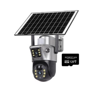 CAMERA SUPRAVEGHERE DUBLA 2 ECRANE DIFERITE CU PANOU SOLAR SI WiFi, 8MP + CARD SD 128GB - Img 1