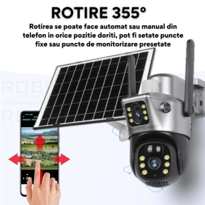 Camera Supraveghere Gri DUBLA 2 Ecrane Diferite cu Panou Solar si Cartela SIM, 8MP, 3G/4G - Img 6