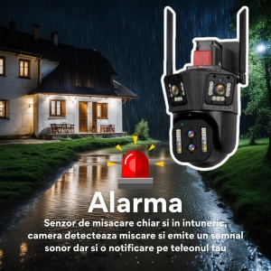 Camera de Supraveghere WIFI 8K, 12MP, Zoom 10X, 4 lentile, 3 ecrane + CADOU Card SD 64 - Summer Sale - Img 7