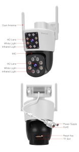 Cameră supraveghere exterior WiFi rotativă PTZ, 2 MP, lentilă duală, IR 30 m, audio bidirecțional, slot card - Img 10