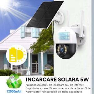PROMO 2 Camere WiFi cu Panou Solar 3MP, Vedere Nocturna, Detectie Miscare + 2 Carduri Micro SD Cadou - Img 5