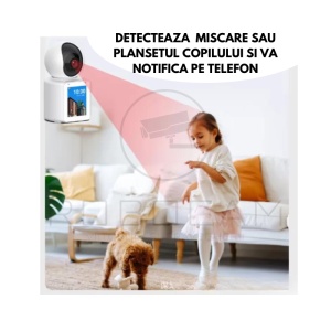 Video Camera Baby Monitor - AI 360grade, WiFi, Detectie Plans si Miscare + CARD SD 32 - Img 3