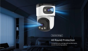 Cameră de supraveghere interior WiFi, dual lens 2+3 MP, lentilă 4 mm, detectie mișcare, auto tracking, night vision full color, microfon și difuzor, slot card - Img 3