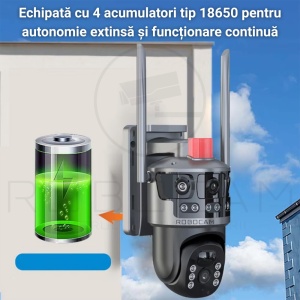 Cameră de Supraveghere WiFi Solară, Duală, Panoramica, cu 4MP, Panou Solar și Detecție Mișcare + CADOU CARD SD64GB - Summer Sale - Img 5