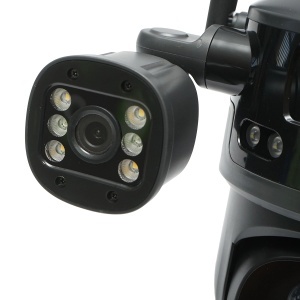 Camera supraveghere Ai 4G, WIFI 2.4GHz cu 1 obiectiv rotativ 360 PTZ, 1 Obiectiv dubla vedere wide + 2 obiective flash, panou solar 8W, detectie umana, infrarosu, alarma si aplicatie V380 Pro - Img 5