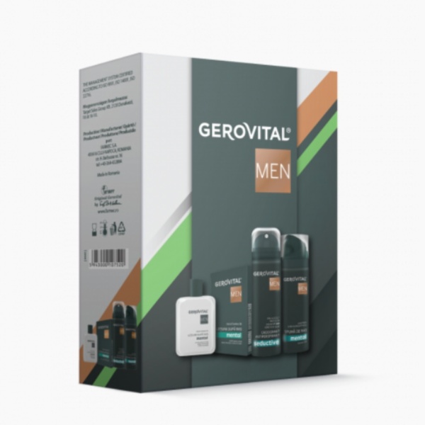 Casetă Cadou Gerovital Men: Spumă de Ras, Loțiune după Ras și Deodorant