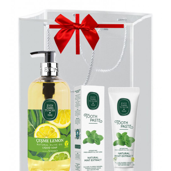 Pachet Sapun lichid ulei masline lemon 500ml si Pasta dinti menta 90ml