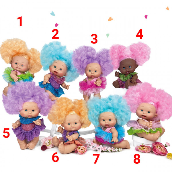 Papusa Artizanala cu miros de vanilie - Colectia Candy (26 cm) 3 - Papusa Candy cu par mov si rochie roz cu tul