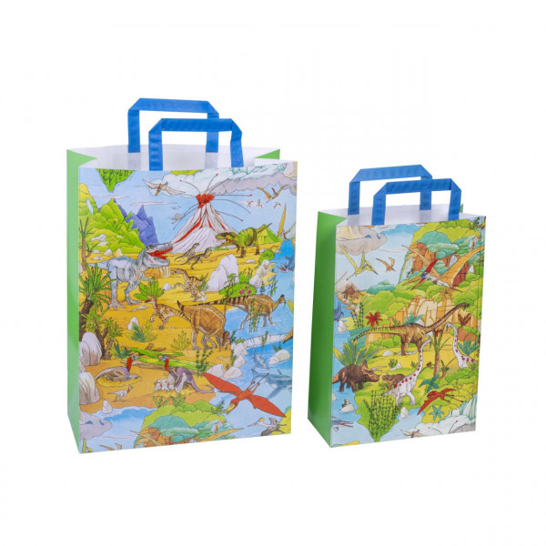 Sacosa cadou din hartie - Lumea Dinozaurilor (S - 22 x 10.5 x 32cm, 70g)