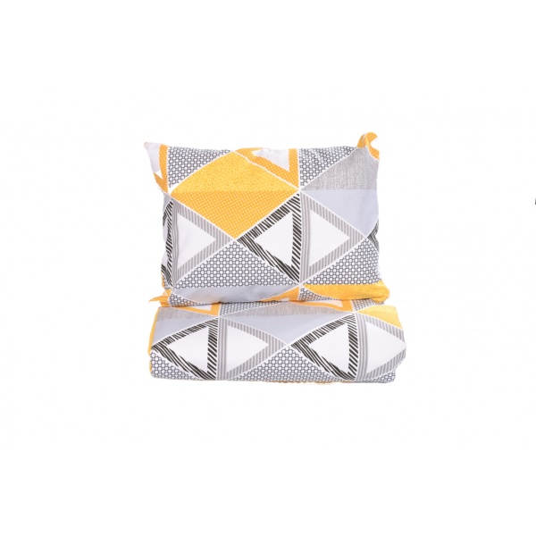 Set lenjerie 3 piese pentru patut incastrabil model forme geometrice