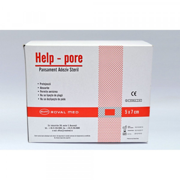 Pansament adeziv steril Help-Pore 5cm x 7cm