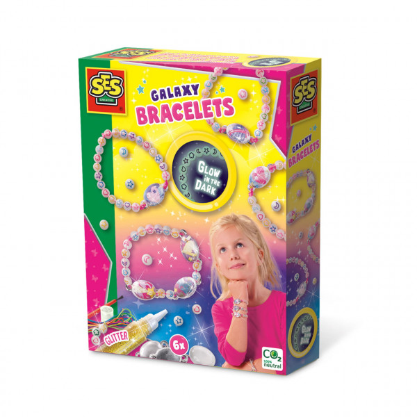 Set creativ copii - Bratari cu tematica galaxie Glow in the Dark