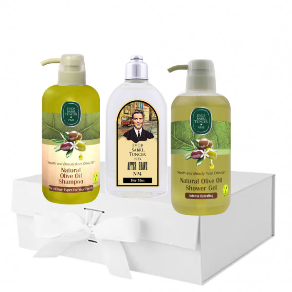 Pachet Eyup Sabri Tuncer After shave nr:4, Gel de dus 600 ml, si Sampon cu ulei de Masline 600 ml