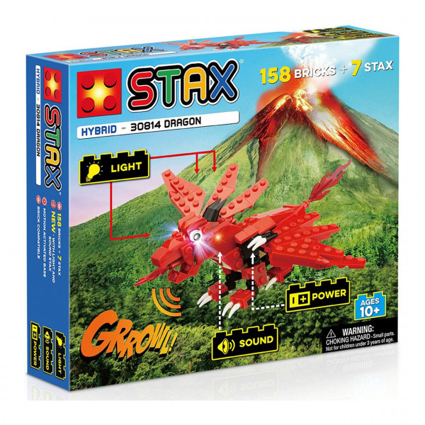 Jucarie - Seturi de constructie cu lumini si sunete Stax - Dragonul rosu