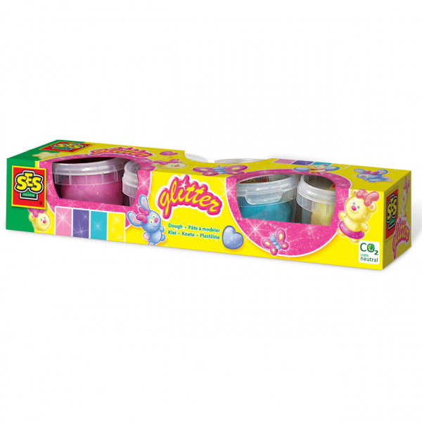 Plastilina cu glitter - 4 x 90 gr