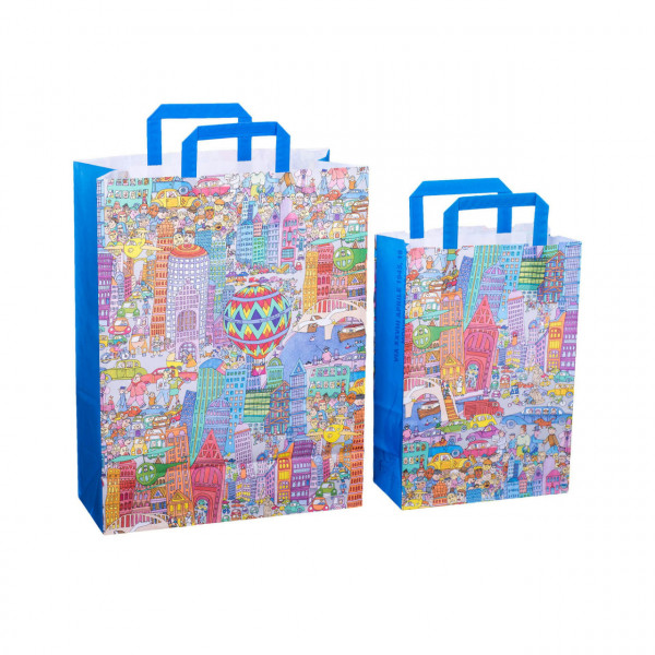 Sacosa cadou din hartie - Oras (S - 22 x 10.5 x 32cm, 70g)