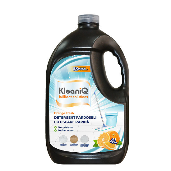 Detergent pardoseli cu uscare rapida, Orange Fresh, KleaniQ, 4L
