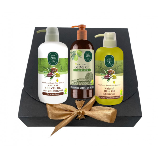 Pachet Sapun lichid 750 ml, Balsam de par 600 ml si Sampon natural cu ulei de Masline 600 ml