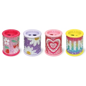 Ascutitoare de creion cu 2 gauri si container cu detalii tridimensionale Groovy Shine, 4 modele (12 buc/display) - Img 2