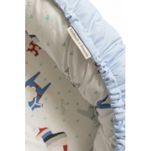 Babynest Deluxe pentru gemeni cu 2 fete bleu și print cu caluti - Img 2
