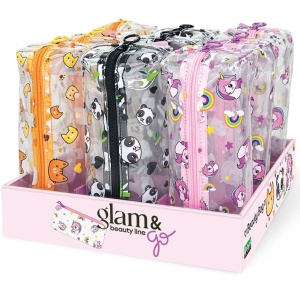 Beauty bag transparent - Glam & Go, 3 modele asortate (9 buc/display)
