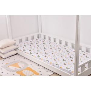 Cearsaf pat 90x200x10 cm bumbac 100% model rachete - Img 1