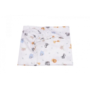 Cearsaf patut 120x60 cm, bumbac 100%, model animalute safari